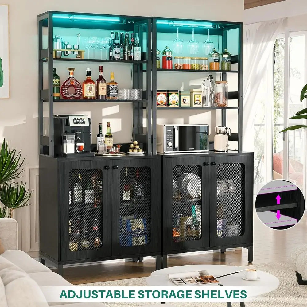 Bar Cabinet With Power Outlets And Led Mood Lighting