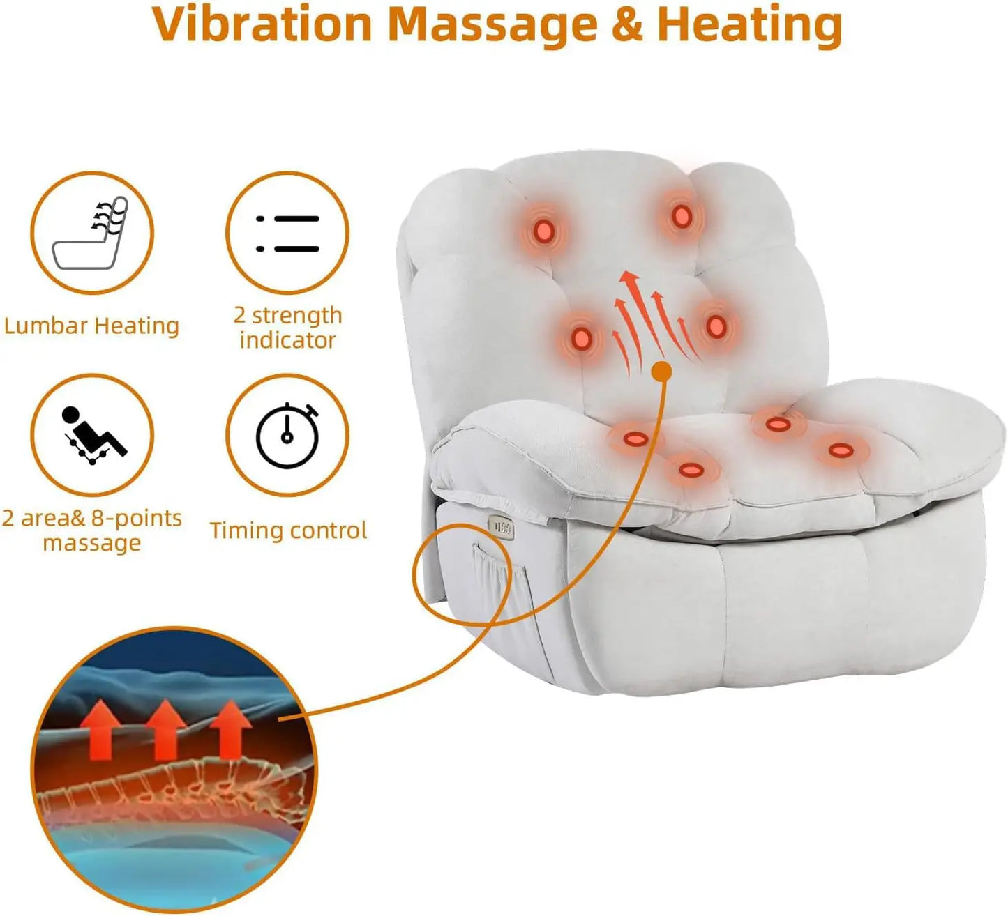 XIAOLANG Power Recliner Massage Chair With Heated Rocker For Adults
