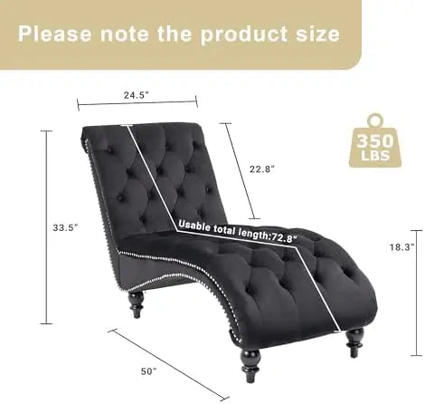 Velvet Chaise Lounge Indoor Upholstered Lounge Chair With Tufted Pillow