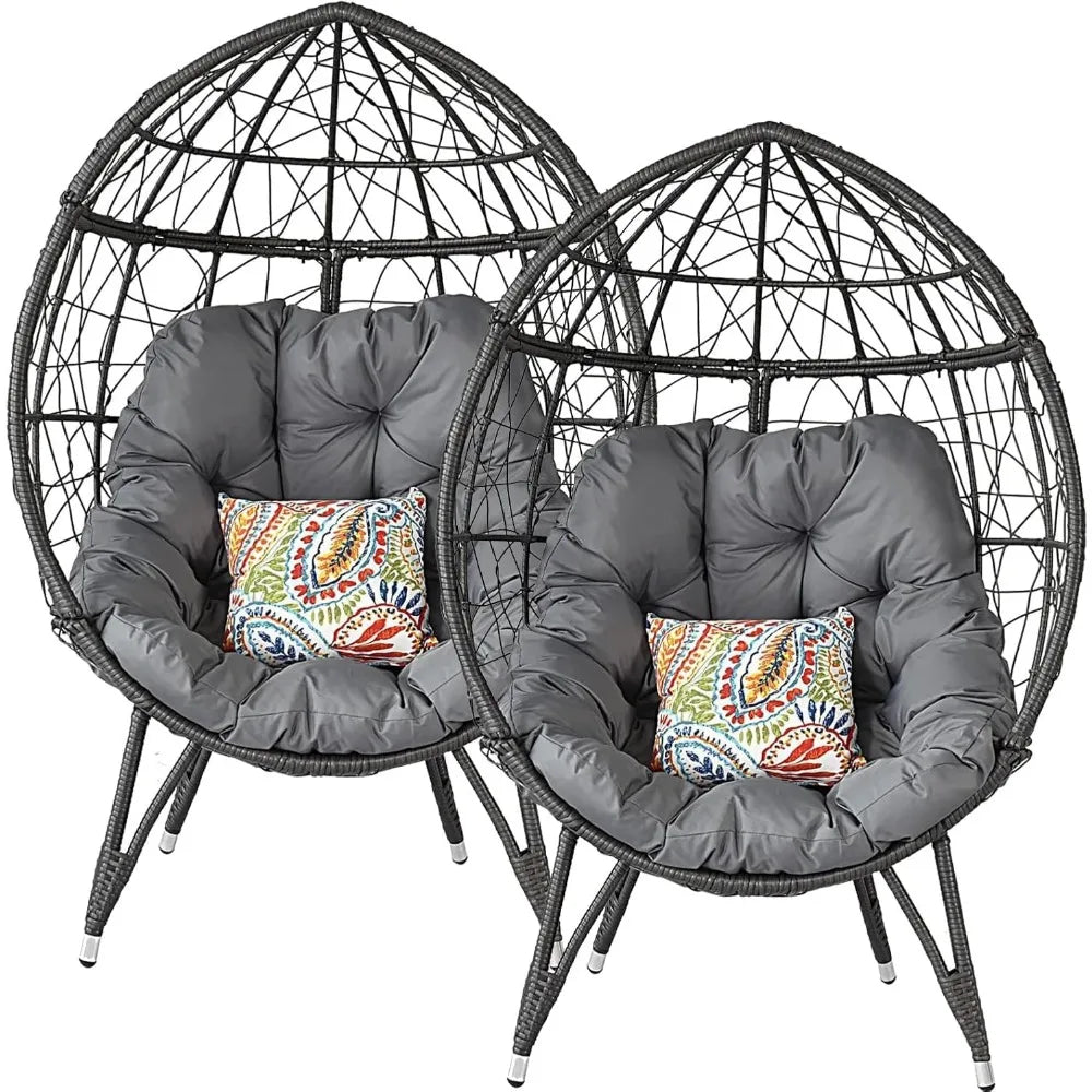 Patio Egg Chair Set Outdoor Garden Furniture Alloy Steel
