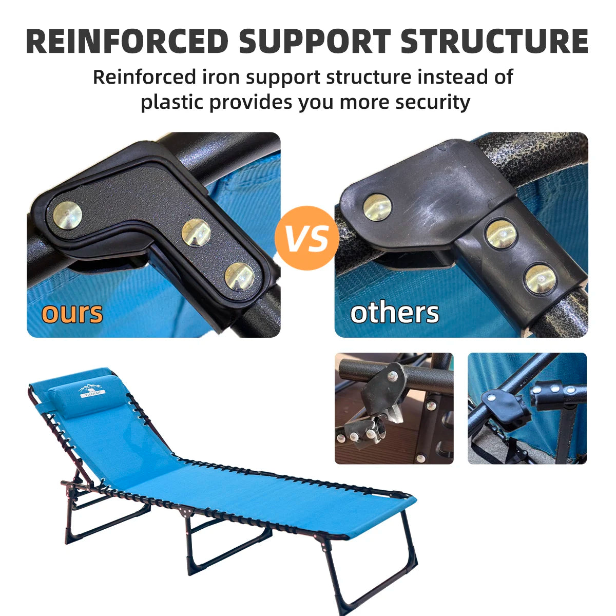 Tisetrail Two Pack Folding Chaise Lounges For Patio Sun Chairs