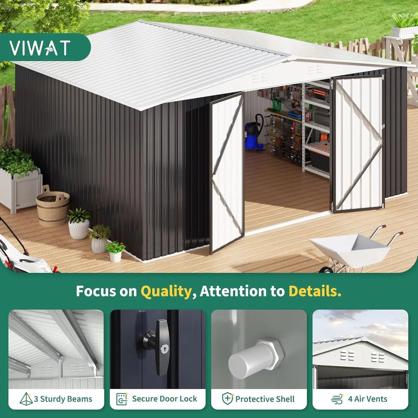 XMSJ Outdoor Storage Shed With Lockable Doors For Garden