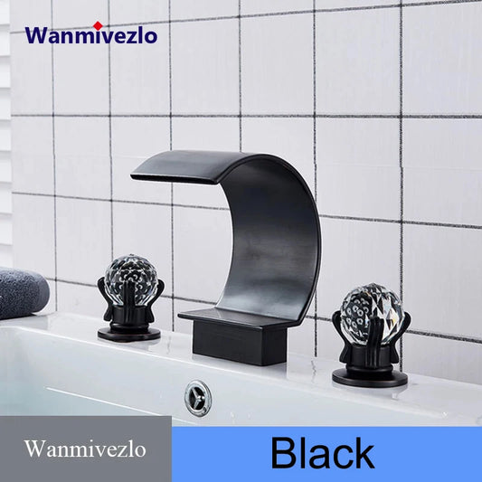 Wanmivezlo Waterfall Basin Faucet Deck Mounted Dual Handle Hot Cold
