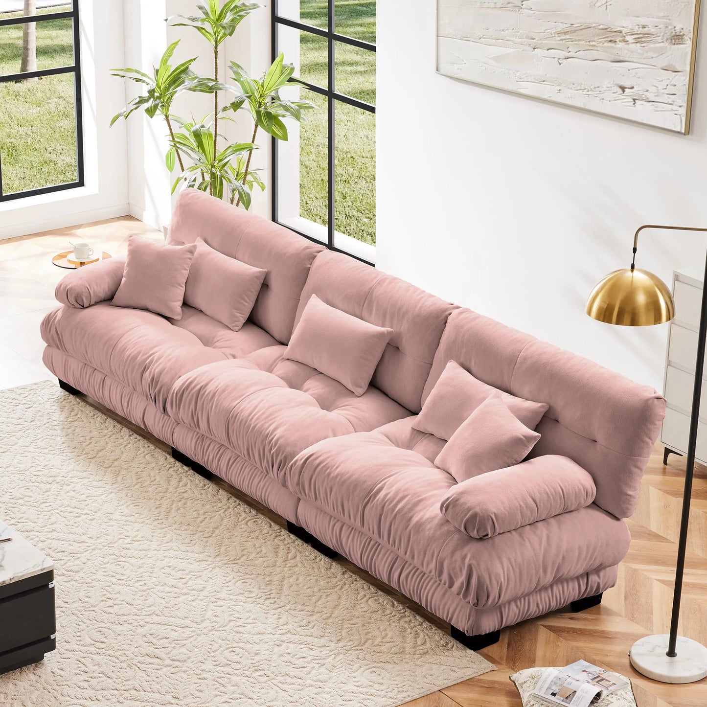 Modular Sectional Sofa Chenille With Ottomans Couch For Home Comfort