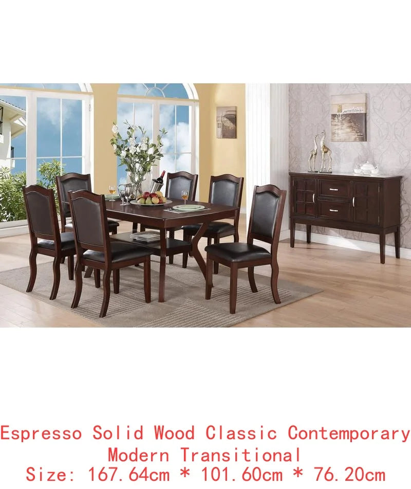 Formal Dining Set With Solid Wood Table And 6 Chairs