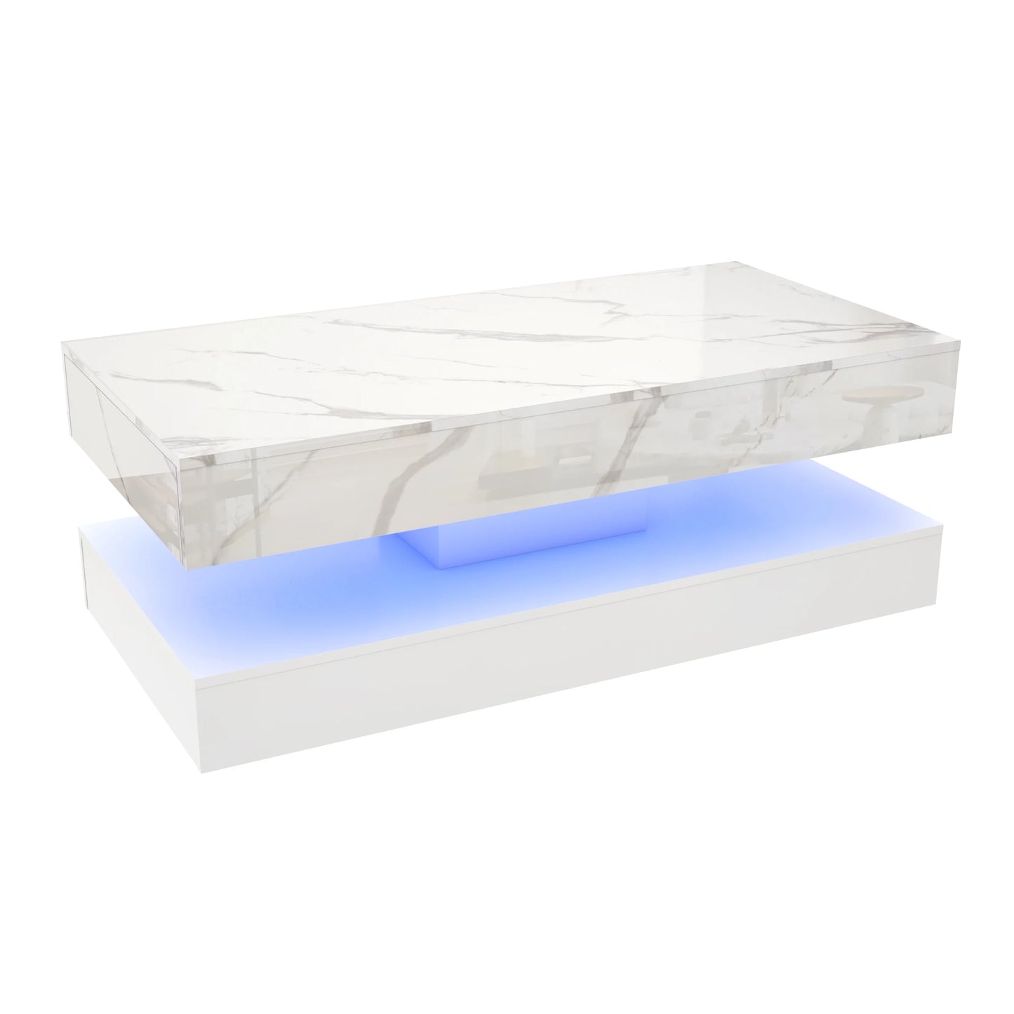 QiaoShiRen Modern Coffee Table With LED Lights And Drawers