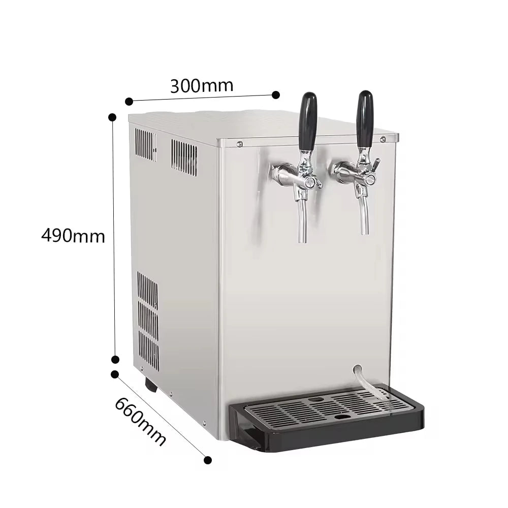 ONEHAPPY Countertop Draft Beer Cooler Dual Tap StainlessSteel Dispenser TemperatureControlled