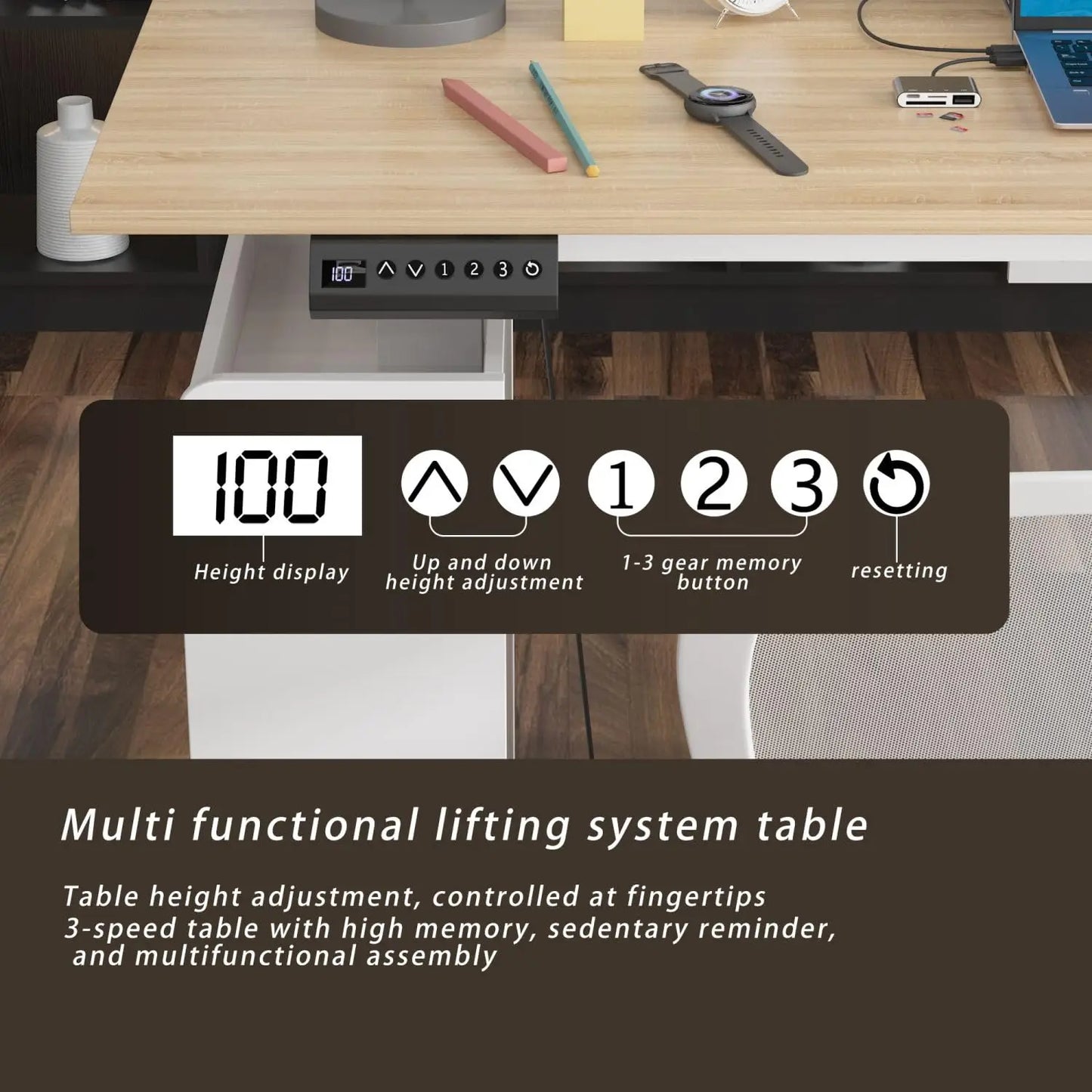 NONEDesk L Shaped Standing Desk With Drawers And Shelves