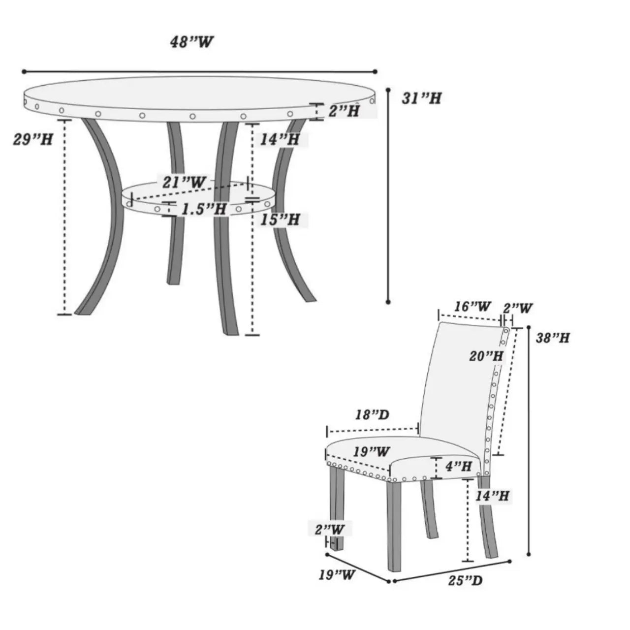 5 Piece Dining Set With Round Table And Four Chairs