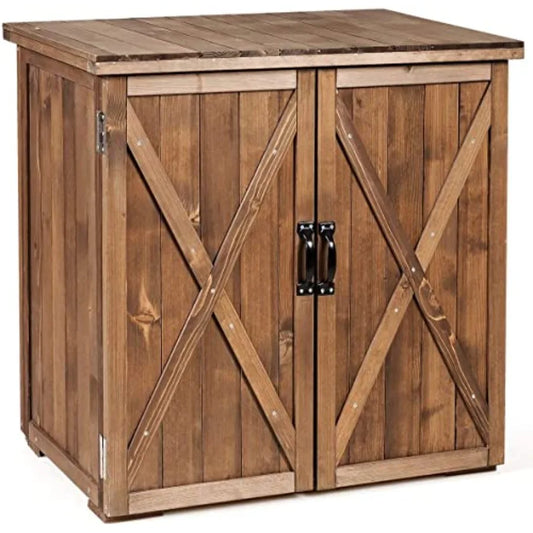 Garden Wooden Storage Shed With Compact Tool Cabinet Doors