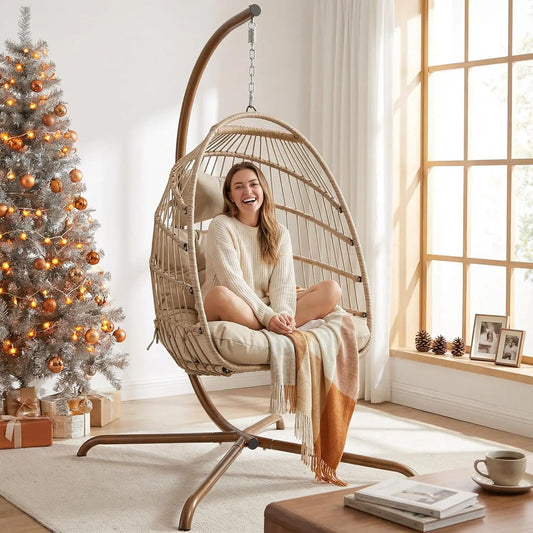 Egg Chair Swing Outdoor Wicker Hanging Chair With Stand