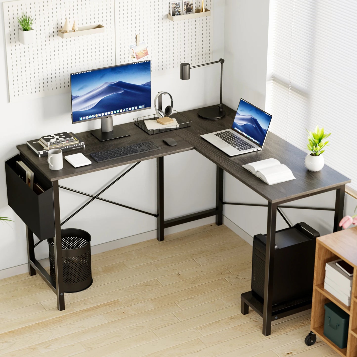 JHK Gaming Corner L Shape Computer Desk With CPU Storage