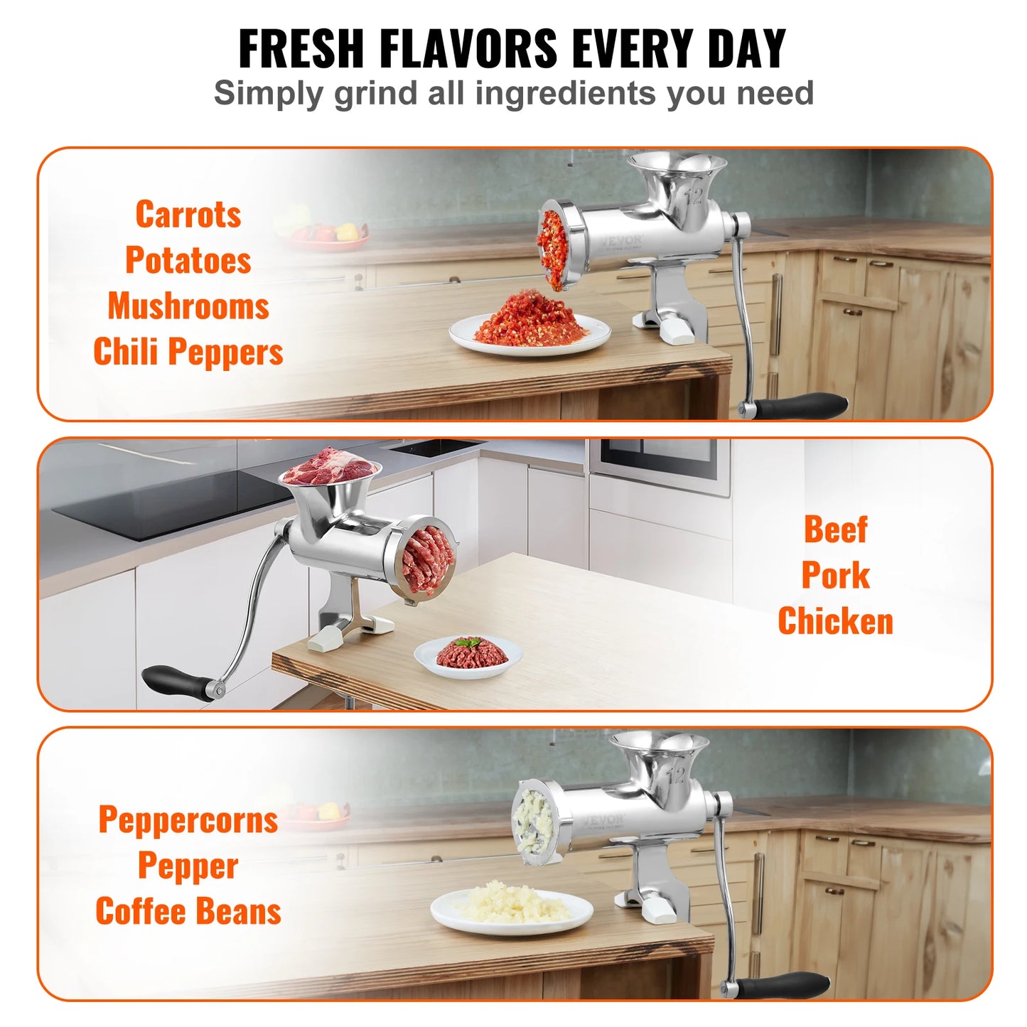 SucceBuy Manual Meat Grinder 304 Stainless Steel Clamp Sausage Maker