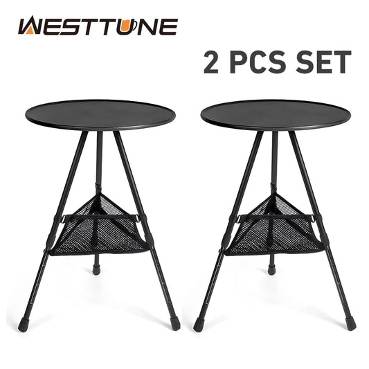 Outdoor Ultralight Folding Round Table Set With Mesh Bag