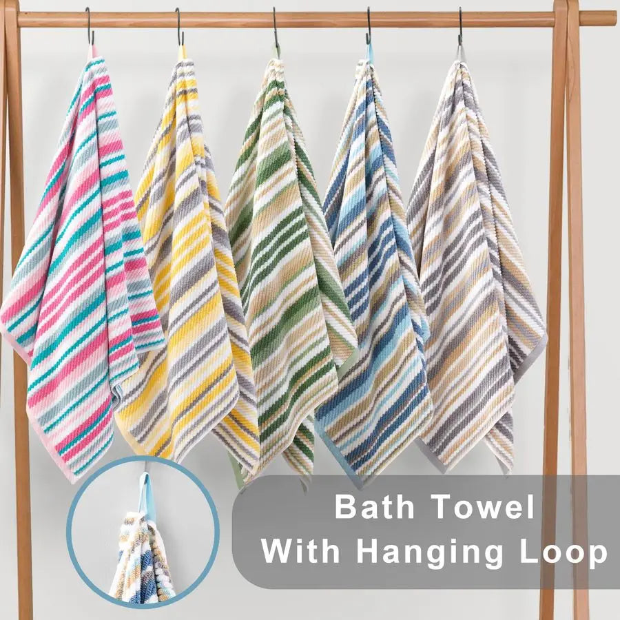 Striped Hand Towels, Bathroom Hand Towels Set of 4, 16x27 100 Cotton Quick Dry Absorbent Light Weight, Soft Towel Set for Shower