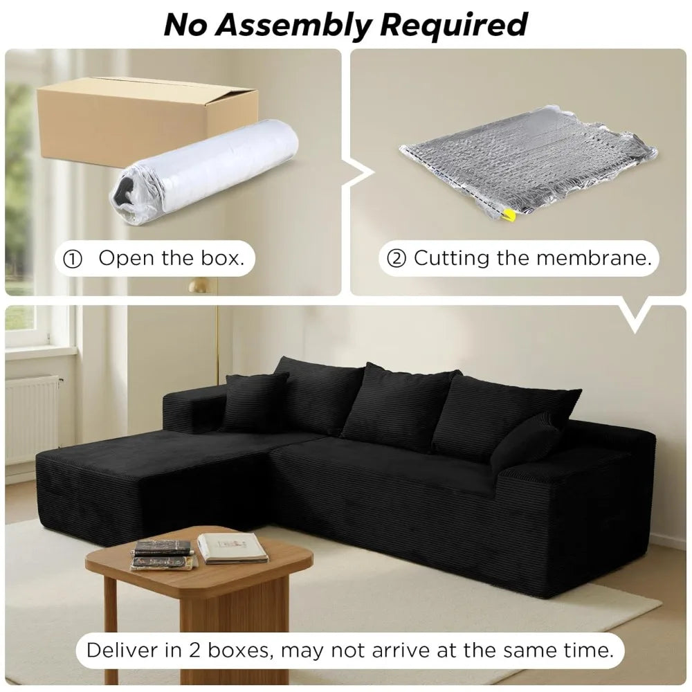 Modular Sectional Sofa With L Shape Chaise No Assembly