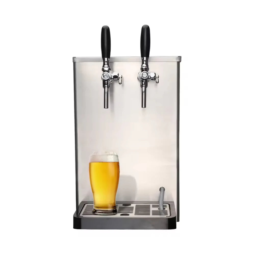 ONEHAPPY Countertop Draft Beer Cooler Dual Tap StainlessSteel Dispenser TemperatureControlled