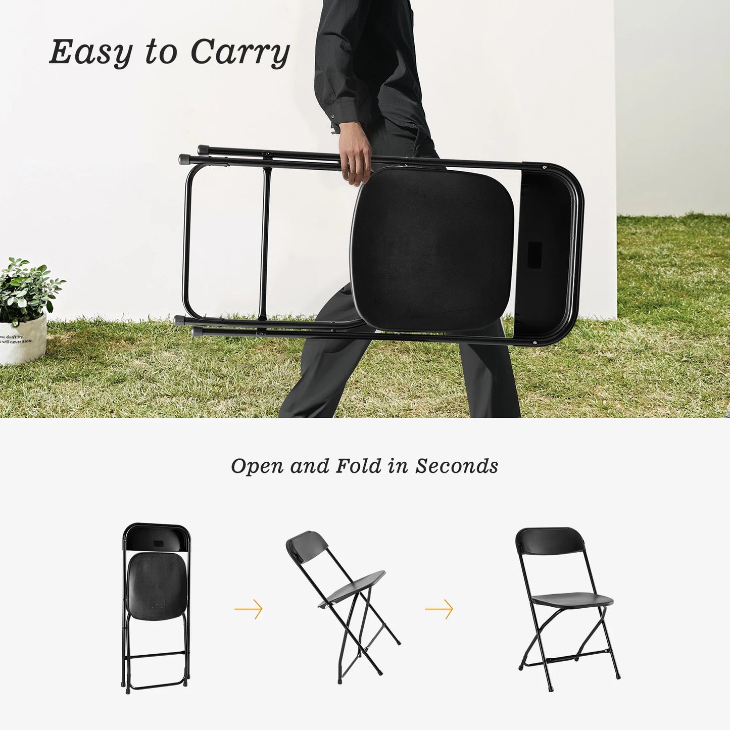 JHK UltraDurableCommercialGrade Polypropylene Folding Chair For Large Scale Banquet Settings