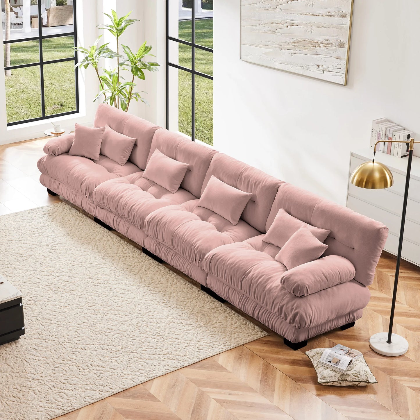 Modular Sectional Sofa Chenille With Ottomans Couch For Home Comfort