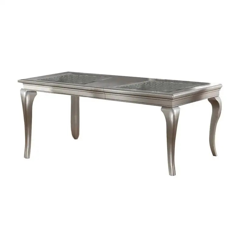Rectangular Glass Dining Table Set With Tufted Side Chairs
