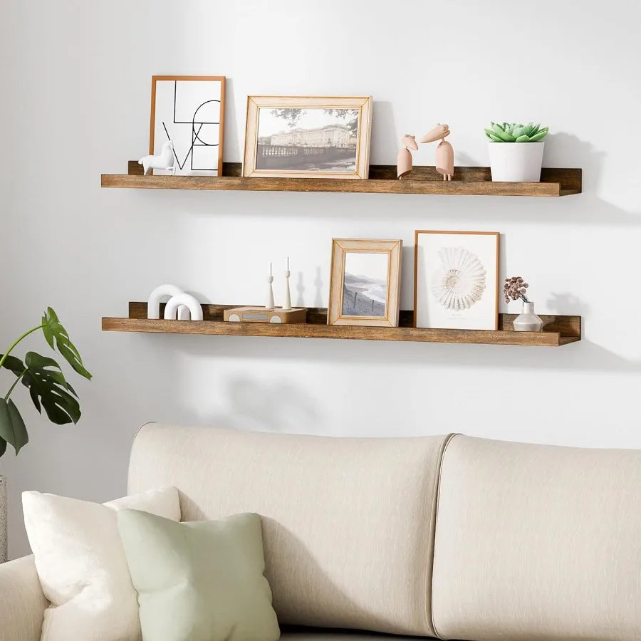 Floating Shelves for Wall 35.5 Inch Shelves for Decor Storage Set of 6 Wall Mounted Wood Shelf for Bedroom Living Room Bathroom