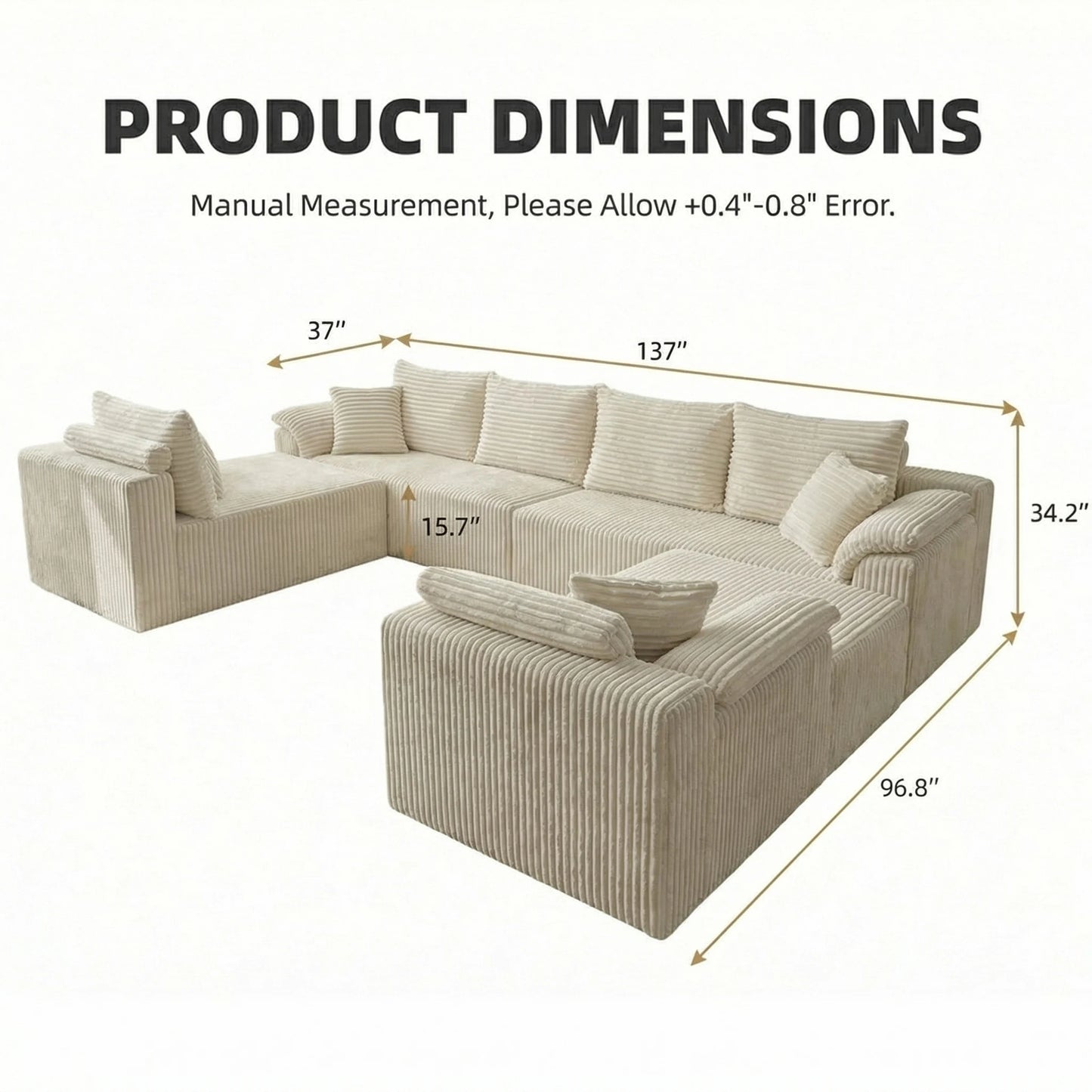 Modular Cloud Sectional Sofa Bed Velvet Frameless Lounge