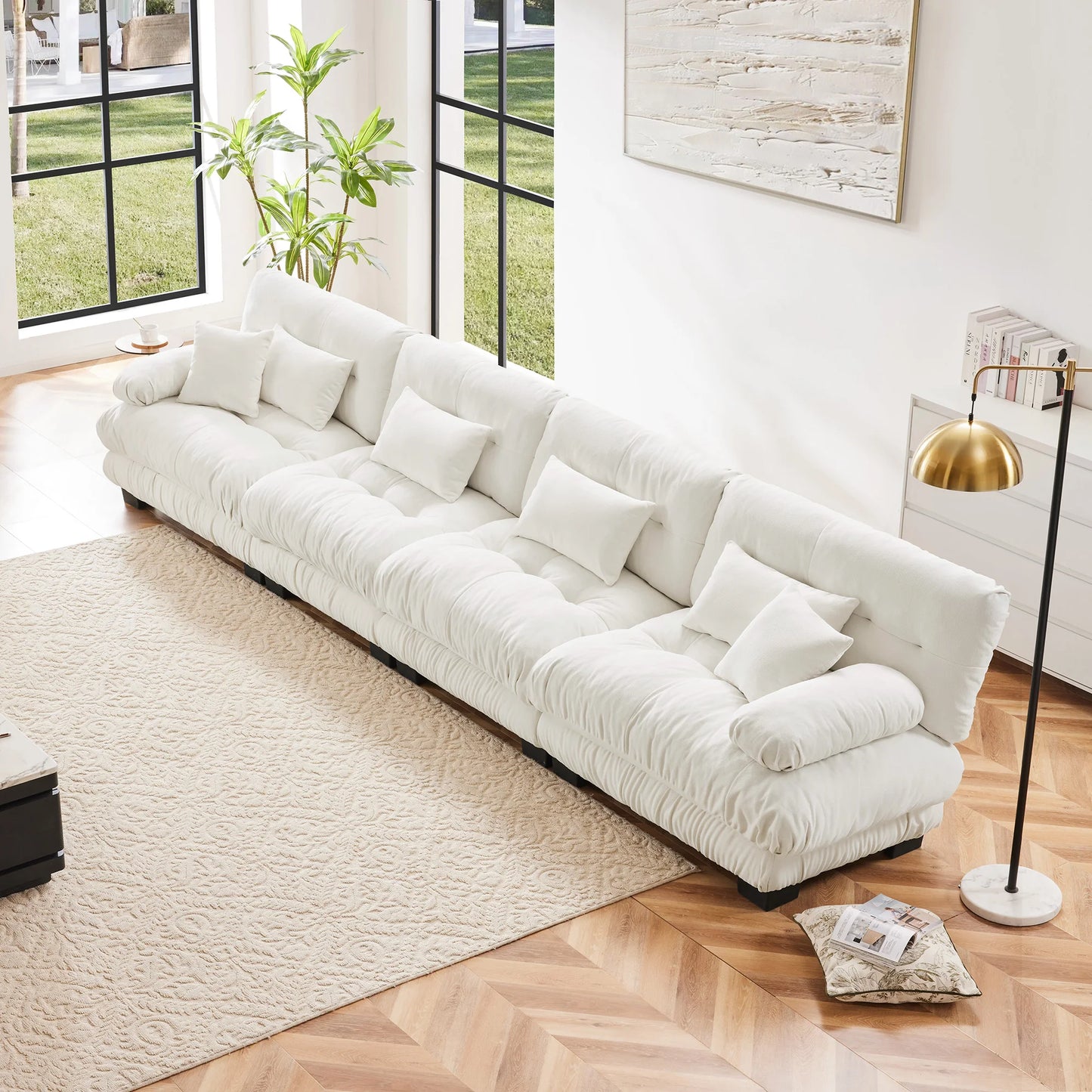 Modular Sectional Sofa Chenille With Ottomans Couch For Home Comfort