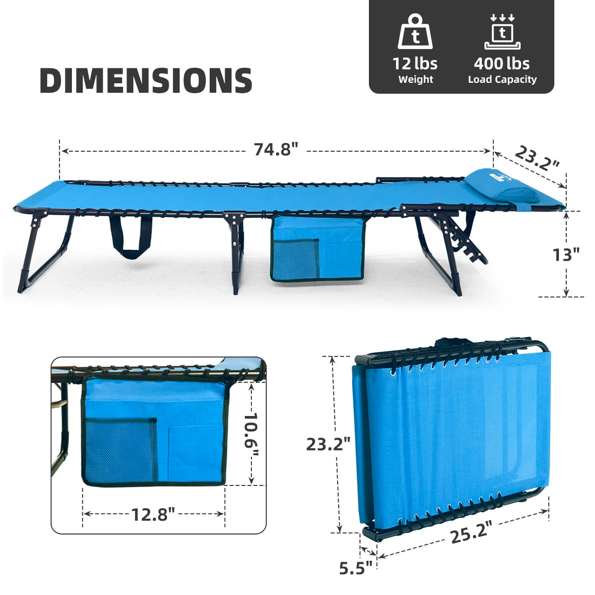 Tisetrail Two Pack Folding Chaise Lounges For Patio Sun Chairs