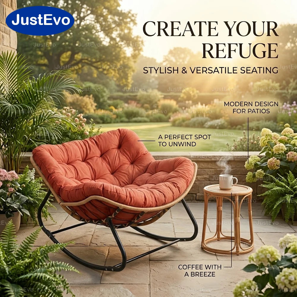 Ergonomic Metal Frame Outdoor Rocking Patio Chair For Garden Relaxation