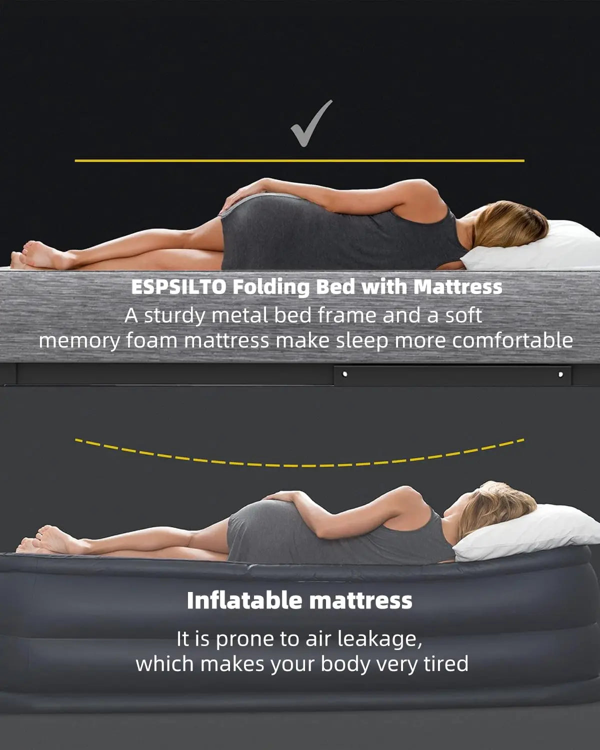 Folding Bed With Mattress For Guests Space Saving Rollaway Bed