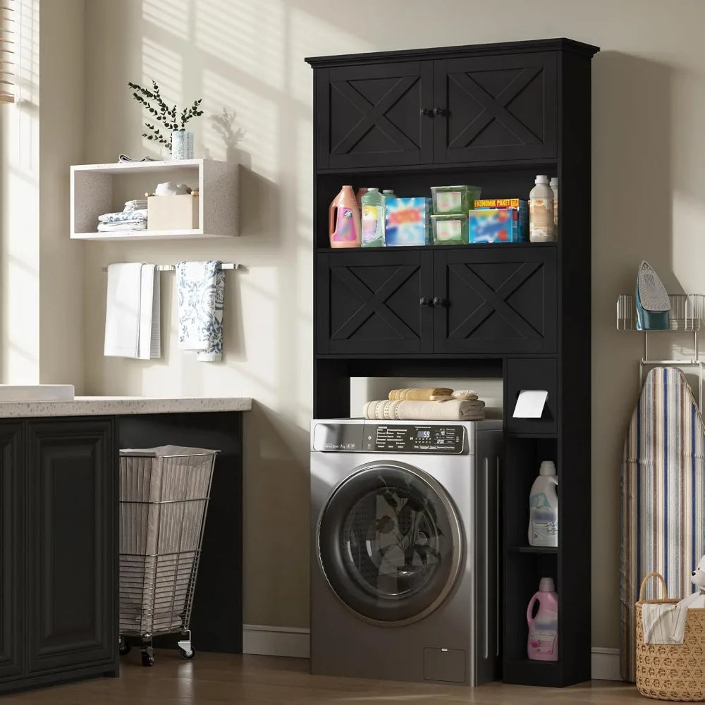 XMSJ Over The Toilet Storage Cabinet Farmhouse 4 Barn Doors