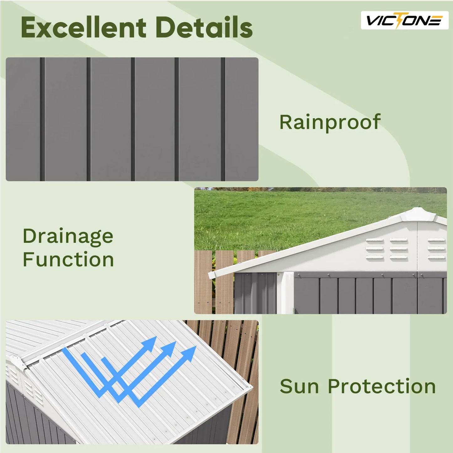 Victone Steel Outdoor Storage Shed With Door And Lock