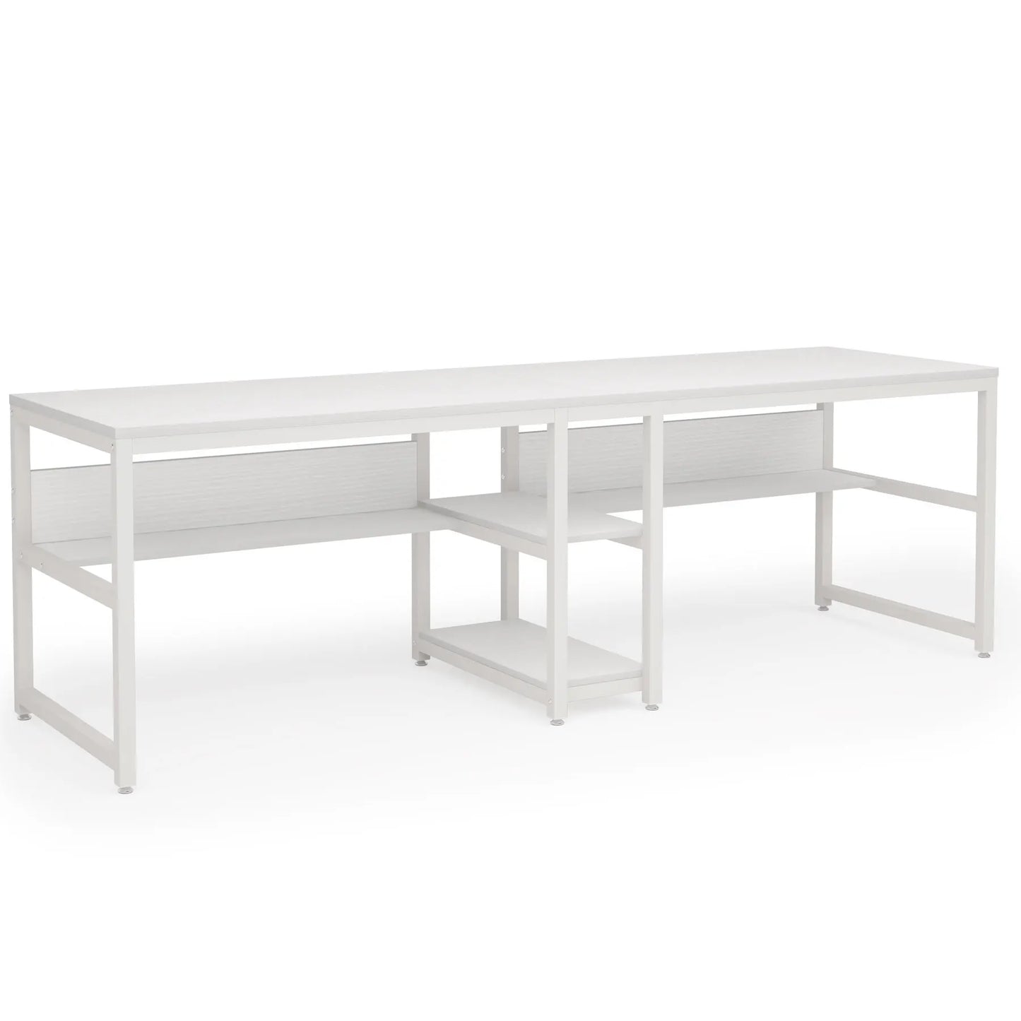 Tribesigns Two Person Desk With Bookshelf For Home Office Rustic