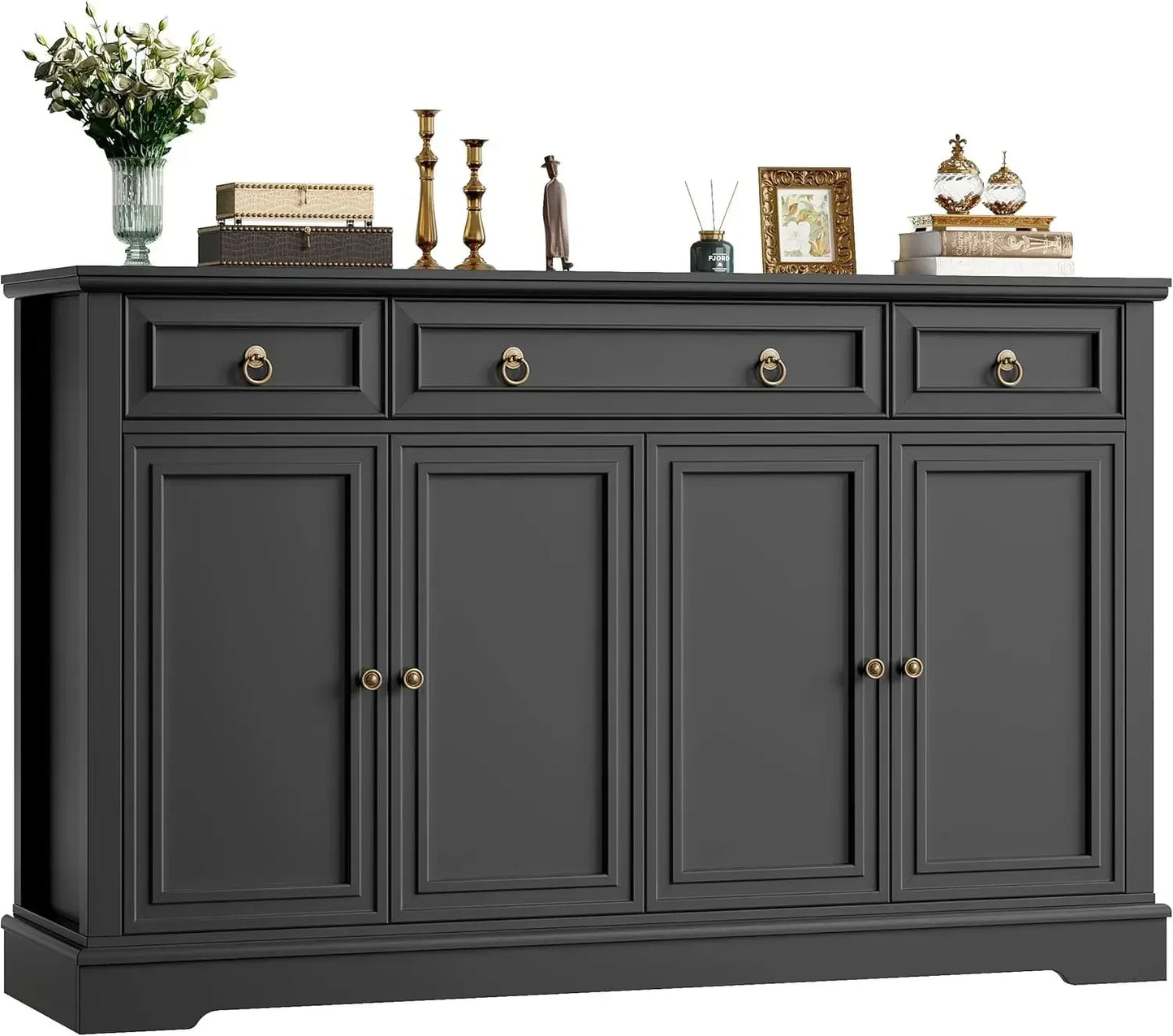 Elegant Farmhouse Style Buffet Sideboard Featuring Substantial Storage And Drawers