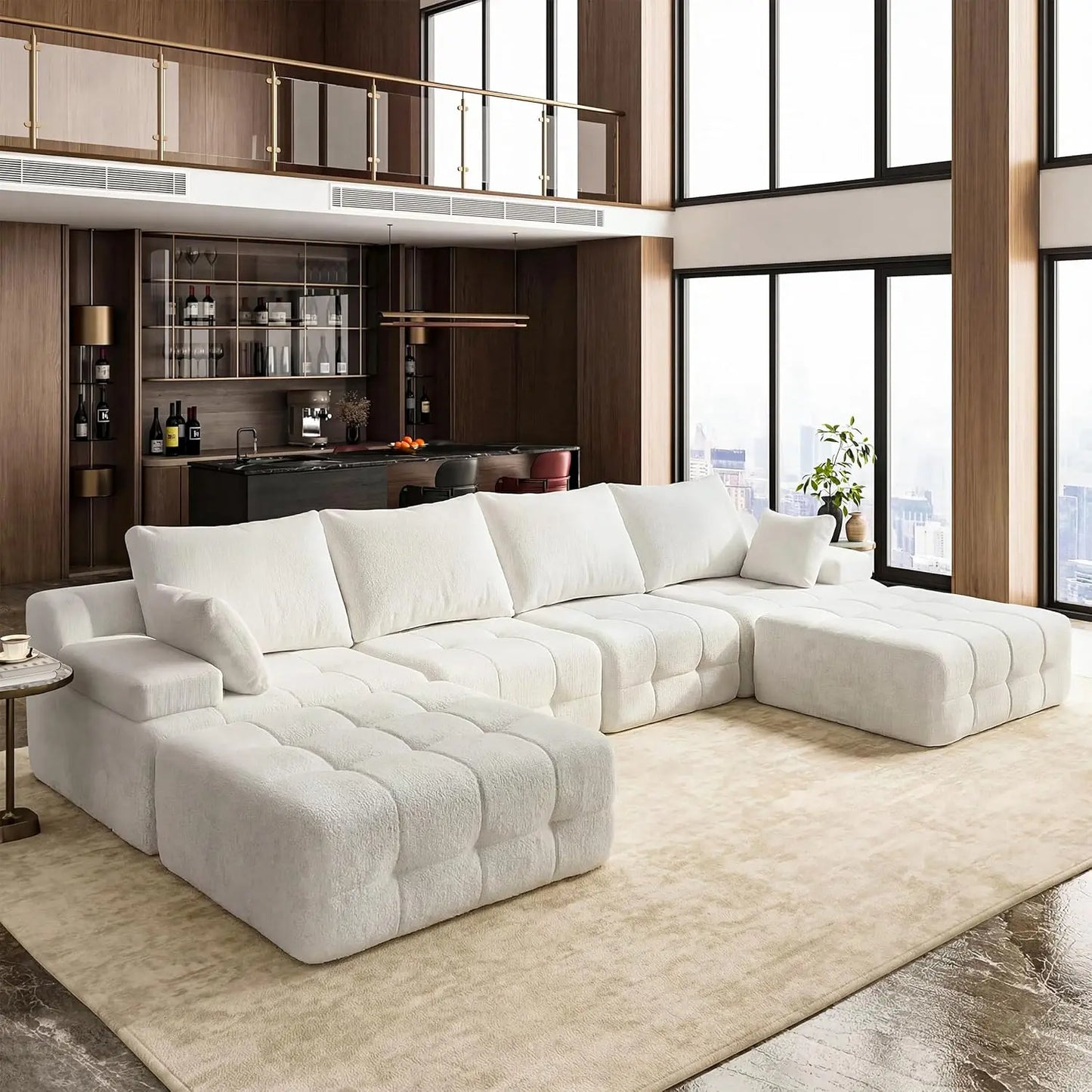 Cloud Sectional Sofa Modern Convertible L Shaped Couch Chenille Fabric