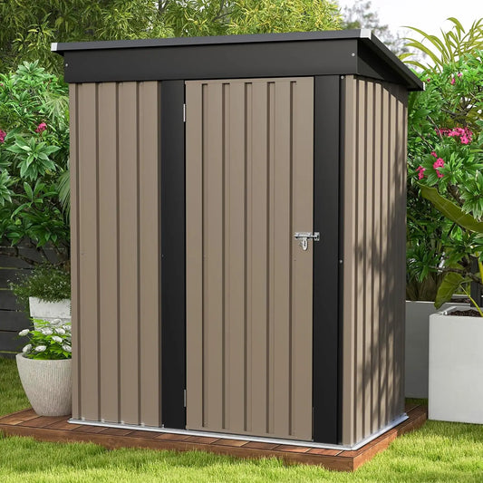 Metal Outdoor Storage Shed With Lockable Door And Waterproof Roof