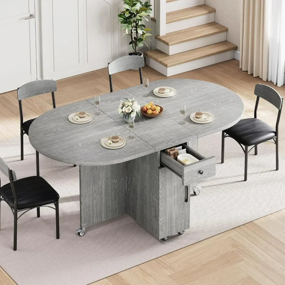 Compact 4 Person Folding Dining Set Space Saving Table And Chairs