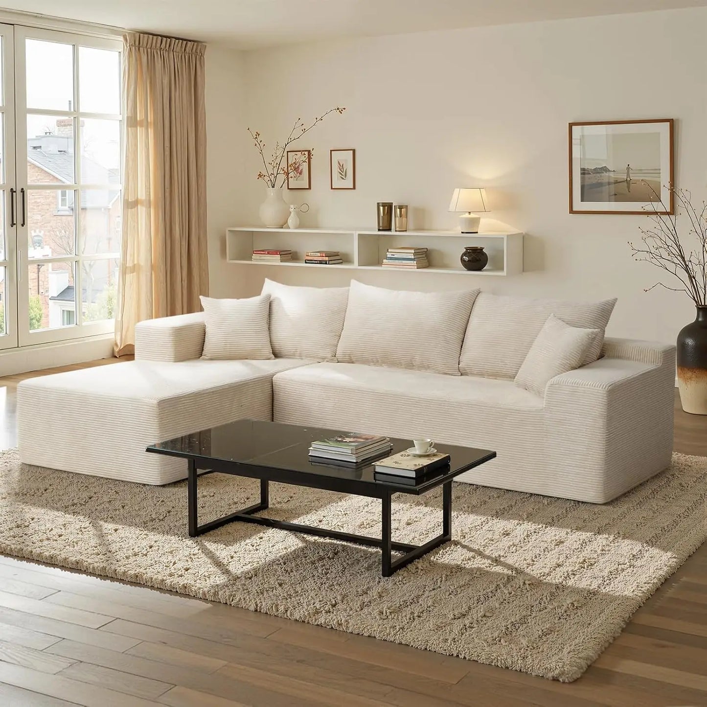 Modular Sectional Sofa With L Shape Chaise No Assembly