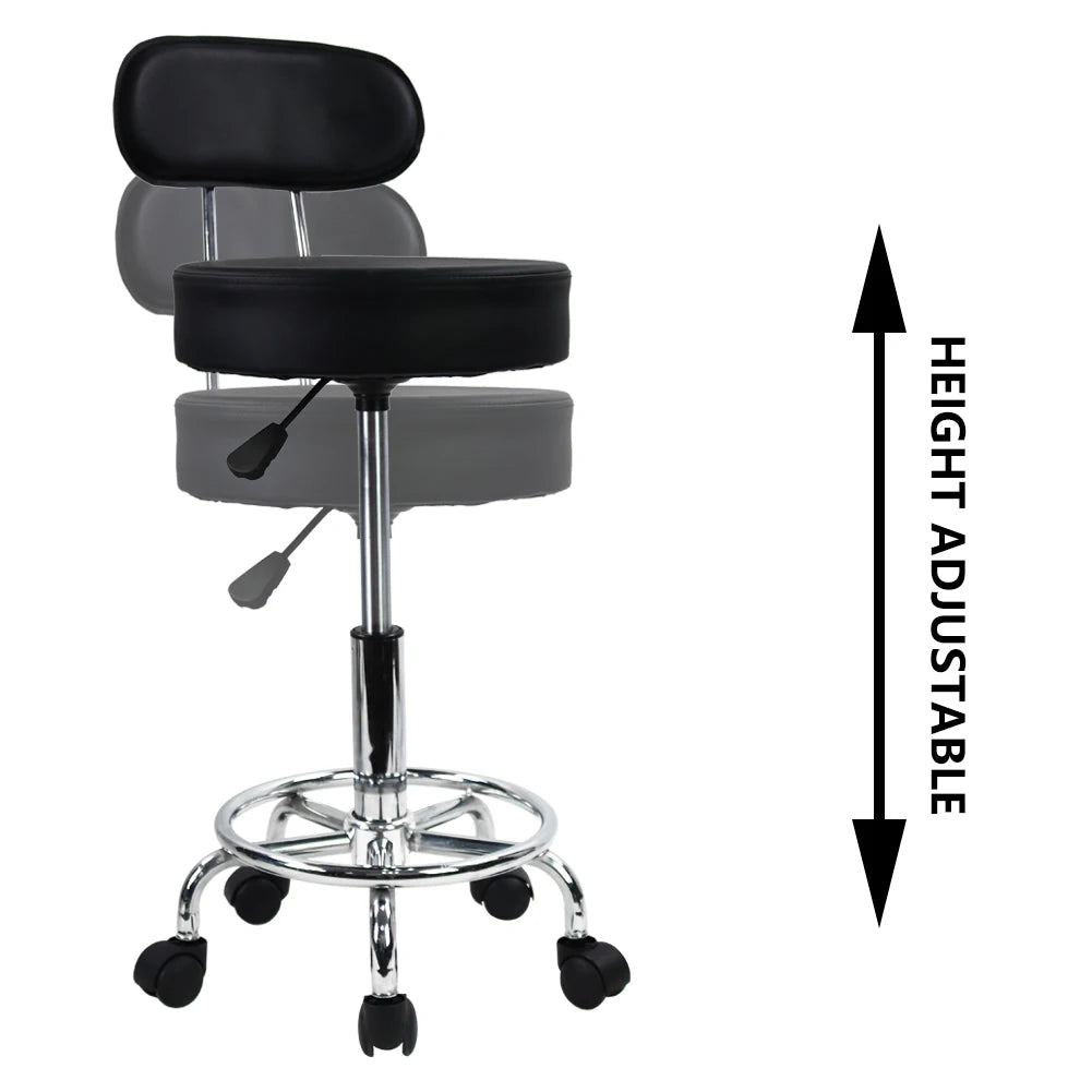 KKTONER PU Leather MidBack Rolling Stool With Footrest Office Chair