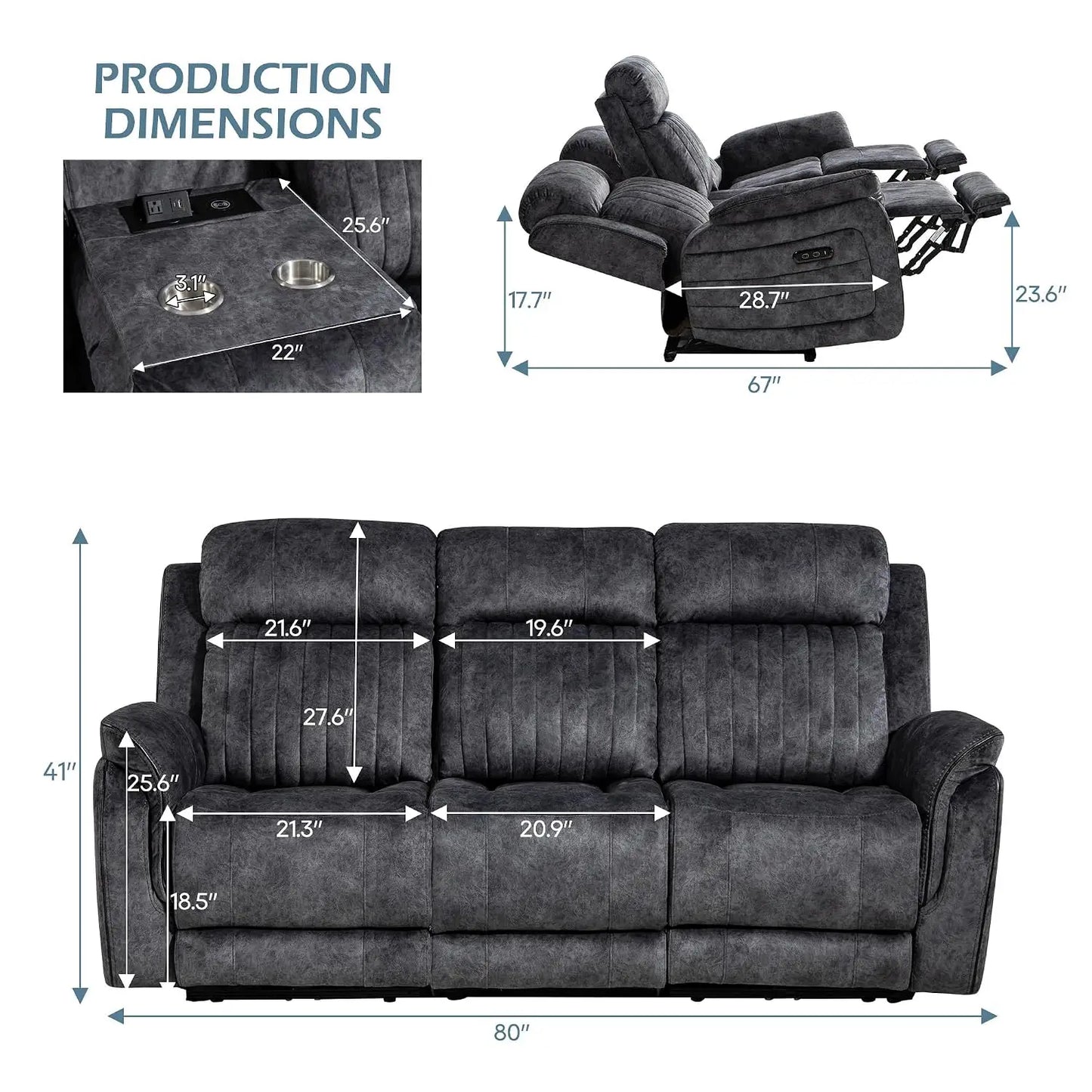 Zero Gravity Power Reclining Loveseat With Adjustable Headrest Wireless Charge