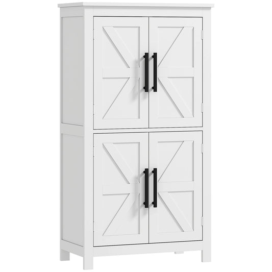 HOMCOM Farmhouse Bathroom Floor Cabinet With Barn Doors