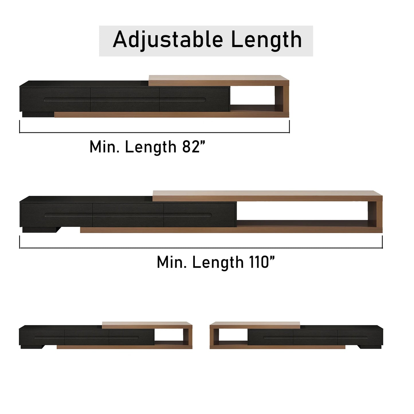 QiaoShiRen Extendable TV Stand Wood Media Console With Drawers
