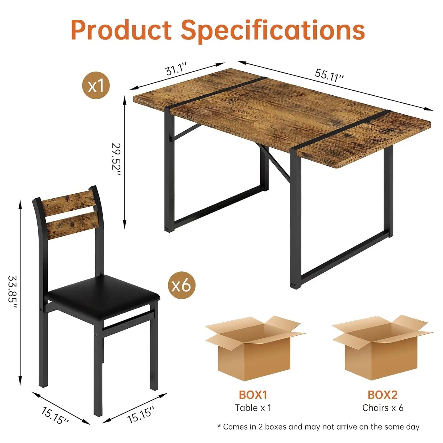 7-Piece Dining Table Set With 6 Chairs For Dining Room