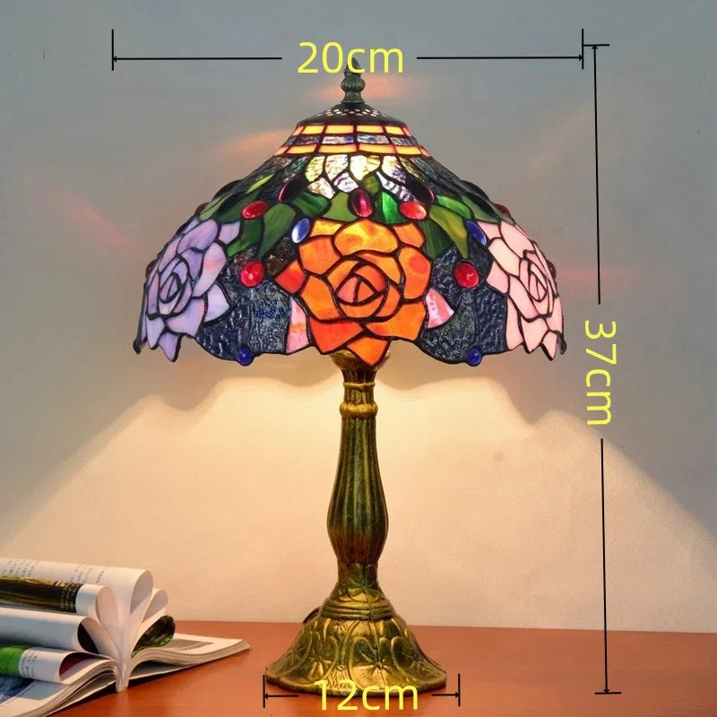 Jiankexing Retro Stained Glass Desk Lamp For Home Lighting