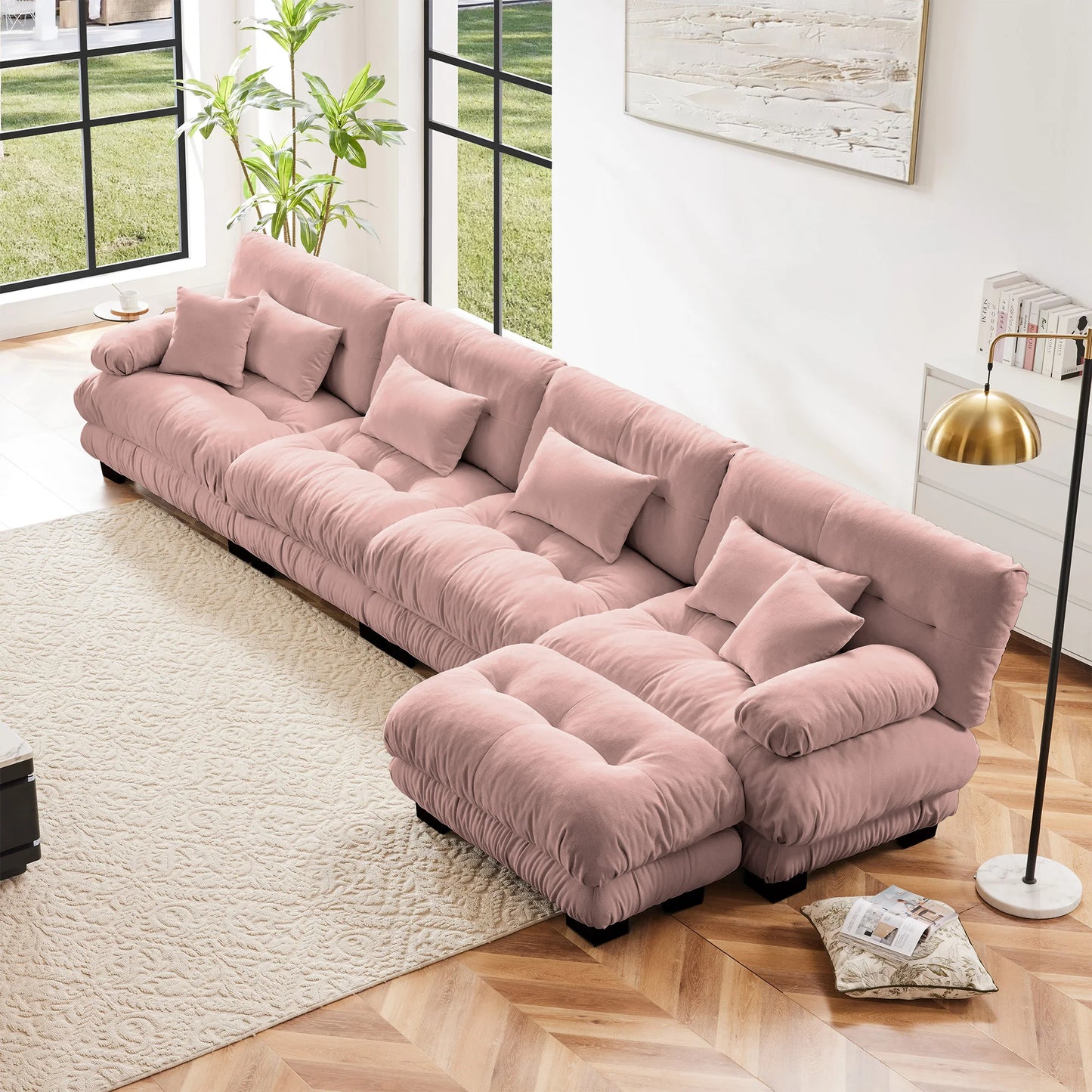 Modular Sectional Sofa Chenille With Ottomans Couch For Home Comfort