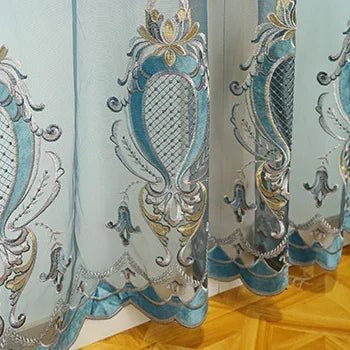 European Style Luxury Chenille Curtains for Living Room Bedroom Dining High Blackout Hollow Embroidered Window Drape Custom Size