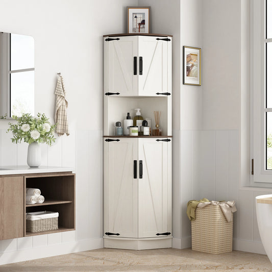 QiaoShiRen Bathroom Cabinet With Barn Doors And Adjustable Shelves