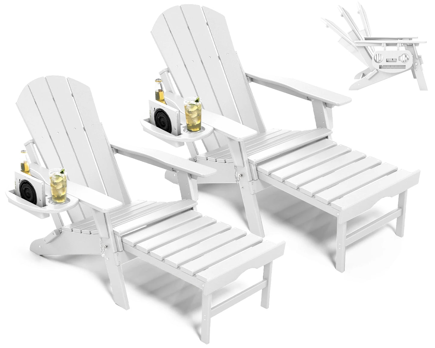 Foowin Adjustable Adirondack Chair With Retractable Ottoman And Side Tray