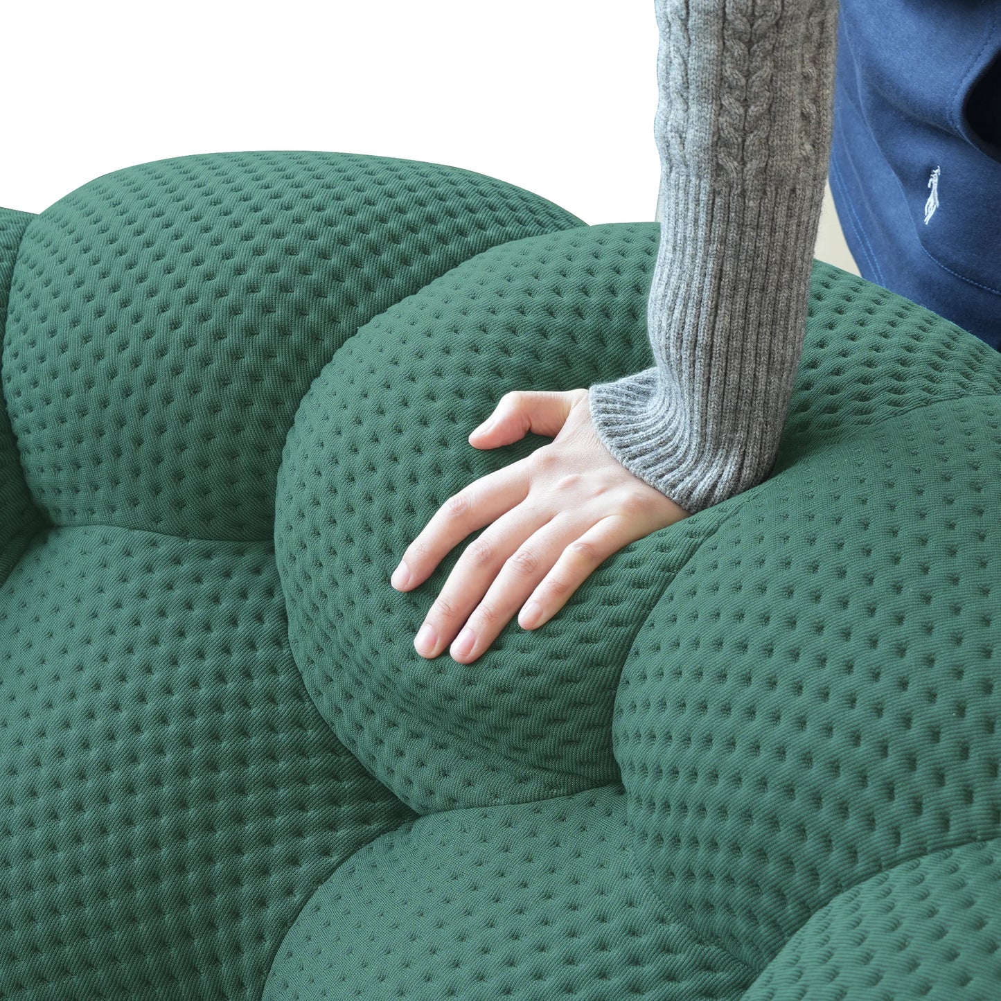 Sdorens Modern Curved Boneless Sofa 3D Knitted Fabric Loveseat