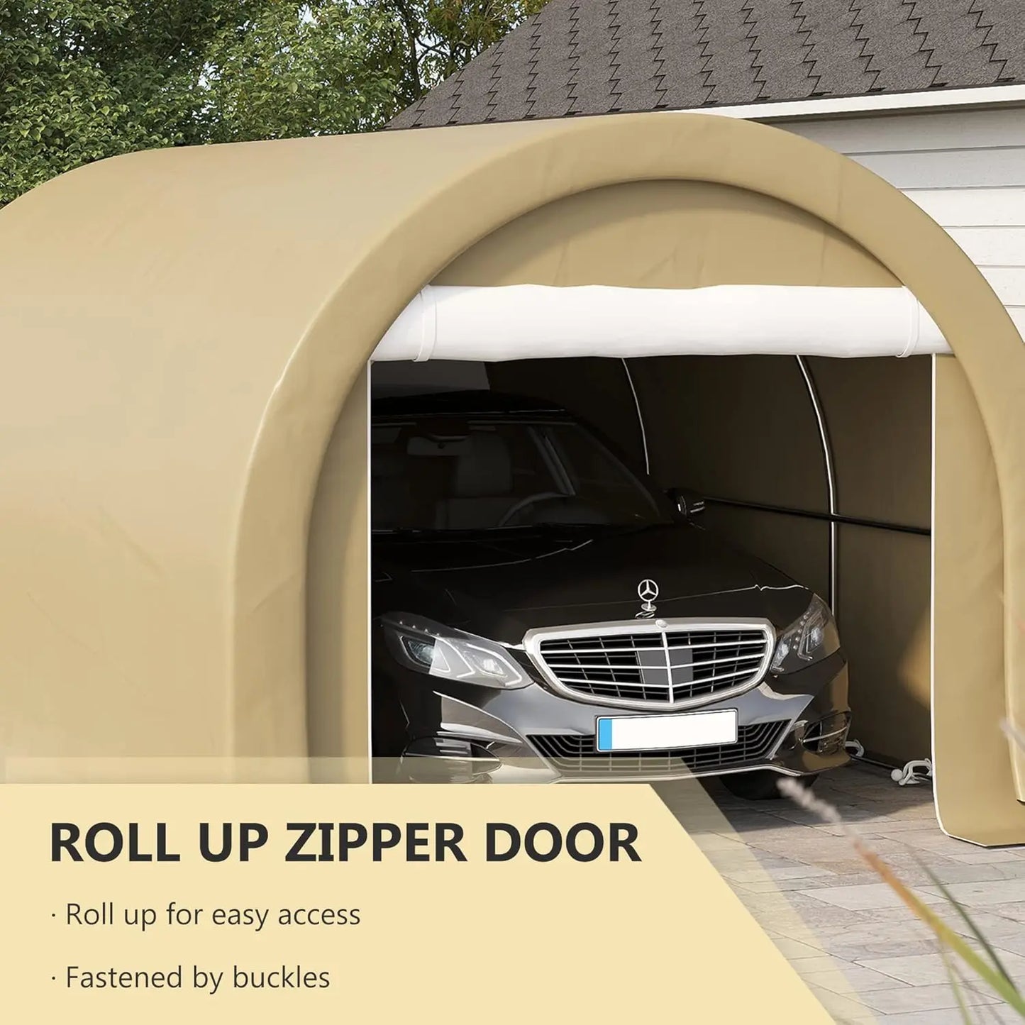 Heavy Duty Portable Carport Shelter Tent With Large Zippered Door